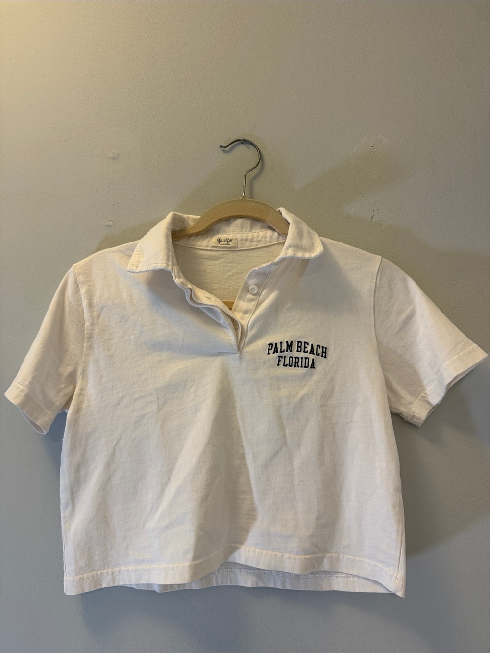Brandy Melville White Polo with 'Palm Beach Florida' Embroidery (John Galt)